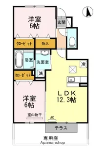 カーサアリエッタC棟【1階】の間取り