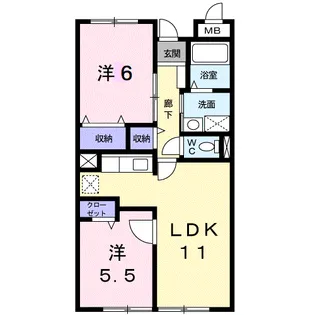 若山ガーデンヒル B棟【2階】の間取り