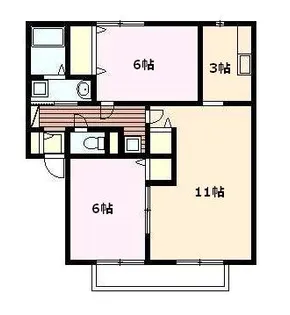 サンビレッジ八本松南D【201号室号室】の間取り