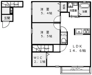 ル シエル西条【201号室号室】の間取り