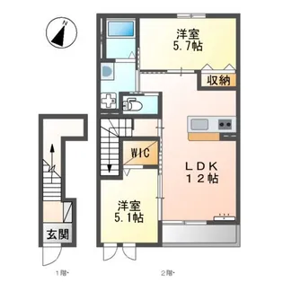 ムーンリバーA【2階】の間取り