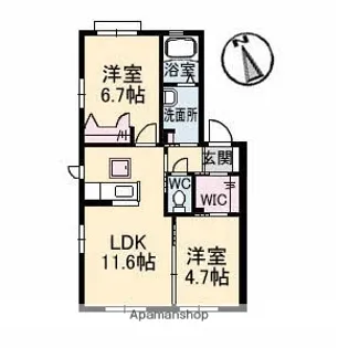 ハピネス西条D棟【1階】の間取り