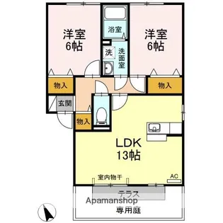 グランコートA棟【102号室】の間取り