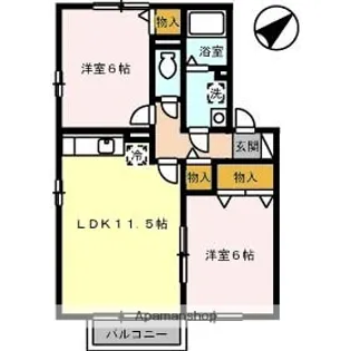 グランコートE棟【2階】の間取り