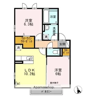 セジュールグランデ B棟【2階】の間取り