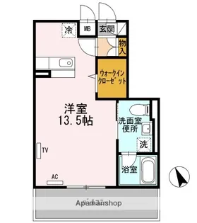 ヴェルテュー・デュ・シャトーA館【A202号室】の間取り