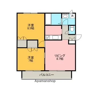 ハピネスチェリー【102号室】の間取り