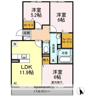 カローレアミカ【3階】の間取り