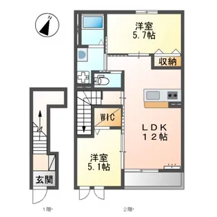 ムーンリバーA【2階】の間取り