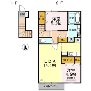 カーサアリエッタA・B・C A棟【2階】の間取り