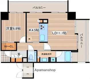 広島ガーデンシティ白島城北イーストタワー【1110号室】の間取り