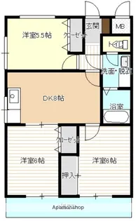 第2角谷ハイム【1階】の間取り