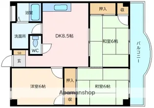 ブランシェ牛田【502号室】の間取り