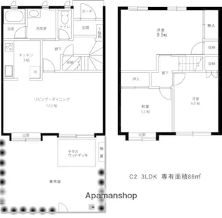 広島県広島市南区翠4丁目【テラスハウス】の間取り