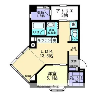 ディアメゾン御幸橋【1階】の間取り