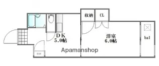 中田ビル三篠【6階】の間取り