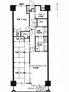 ホウライツルビル【307号室号室】の間取り