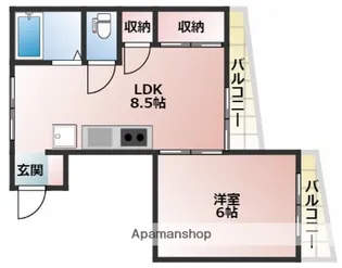 広島県広島市中区千田町2丁目【マンション】の間取り
