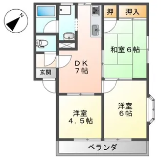 コーポラスならはら【1階】の間取り