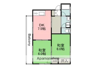ウィステリアパレス戸坂【301号室】の間取り