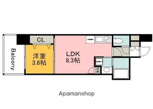 S−RESIDENCE新白島駅前【902号室】の間取り