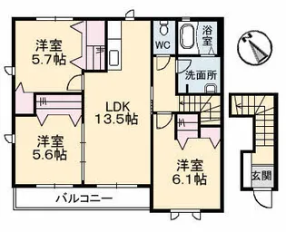 広島県広島市安佐南区川内3丁目【アパート】の間取り