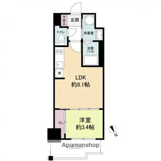 ブランシエスタ河原町【4階】の間取り