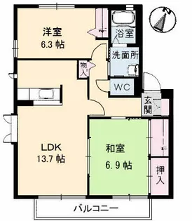グリーンヴィレッジ B棟【0102号室】の間取り