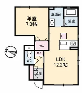 コモド アロッジオ A棟【0102号室】の間取り