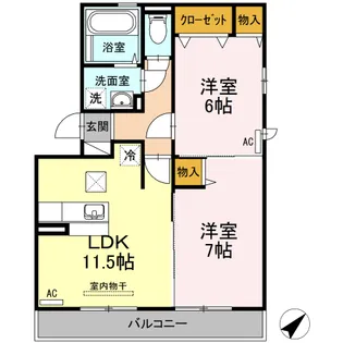 サンハイム己斐中Ⅱ【1階】の間取り