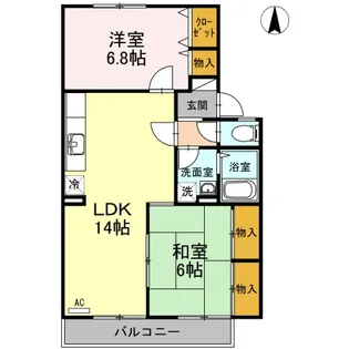 セジュール西田【102号室】の間取り