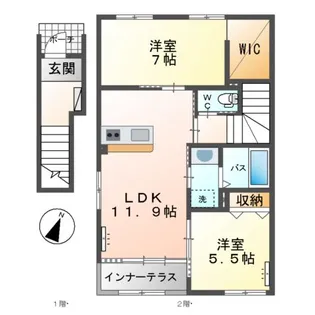 カーサ牛田本町【2階】の間取り