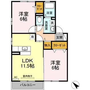 セジュール中山西【2階】の間取り