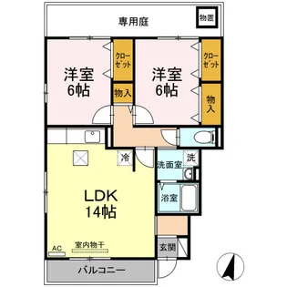 パティオDB棟【1階】の間取り