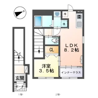 (仮)スターテラスⅡ南観音町【2階】の間取り