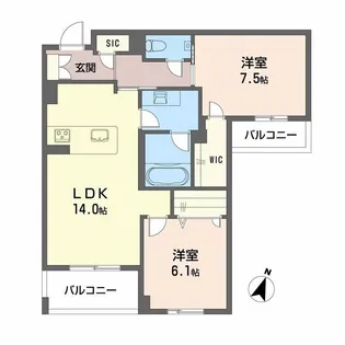 BALLOONFLOWER NORTH【2階】の間取り