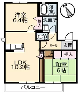 ハピネス不動院 A棟【0203号室】の間取り