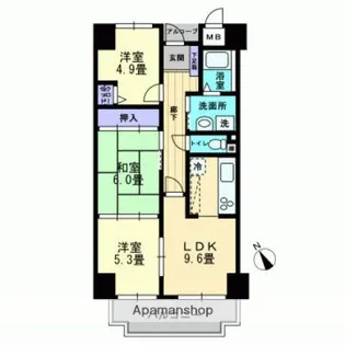 サンヒルズCO−OPマンション【1409号室】の間取り