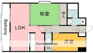 グリーンコート毘沙門【4階】の間取り