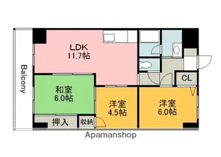シャルマン財官Ⅱ【7階】の間取り
