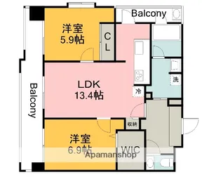 2LDKの間取り画像