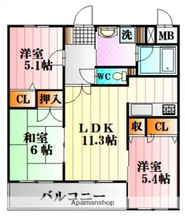 ベルナティオA館【1階】の間取り