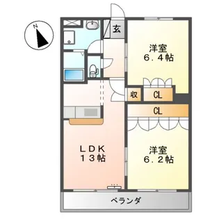 サン・リバー東原【1階】の間取り