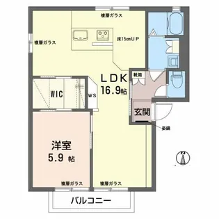 エントピア西原 A棟【0201号室】の間取り