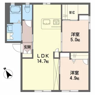 グリーン長束【0102号室】の間取り