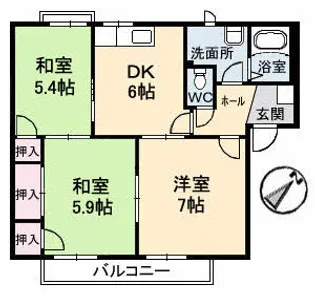フレグランス塚本A棟【2階】の間取り