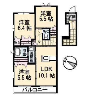 グランマスト春日野通り B棟【2階】の間取り