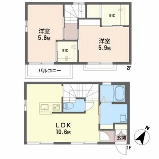 コーポ梅口【2号室】の間取り