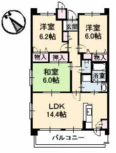 アンソレイユ大町【3階】の間取り