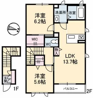 サリアンコート川田【2階】の間取り